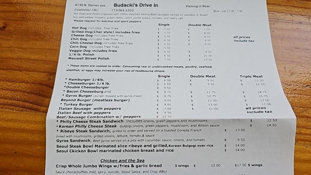 Budacki's Drive In Menu image 3